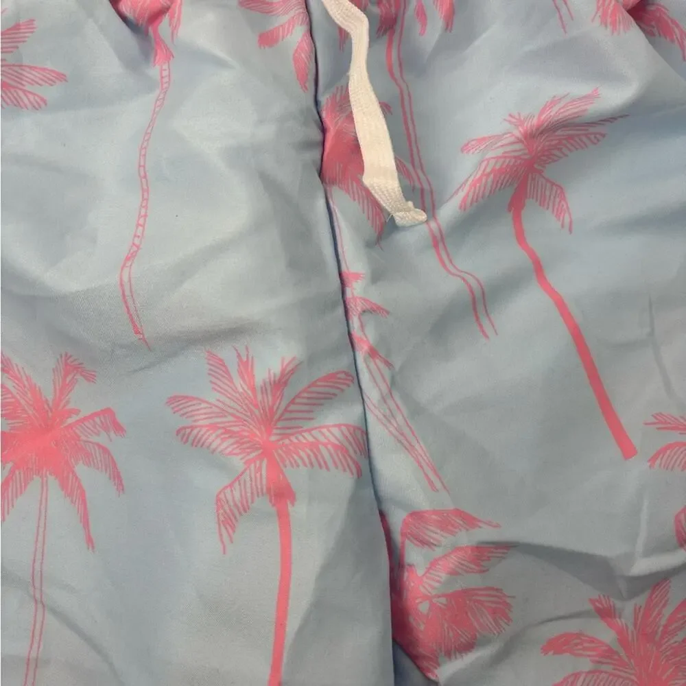 NWOT Kids unisex Palm Tree Print Swim Trunks, 10Y